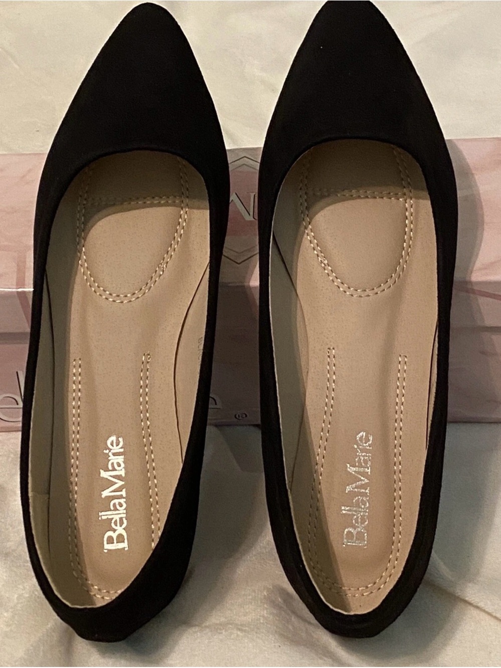 Bella Marie Black Pointed-Toe Ballet Flats women’s Size 8 NIB